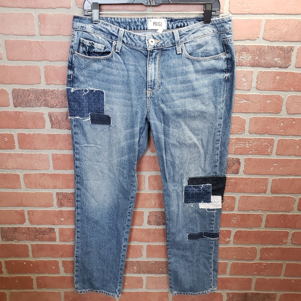 PAIGE Porter Boyfriend Patchwork Jeans Size 28